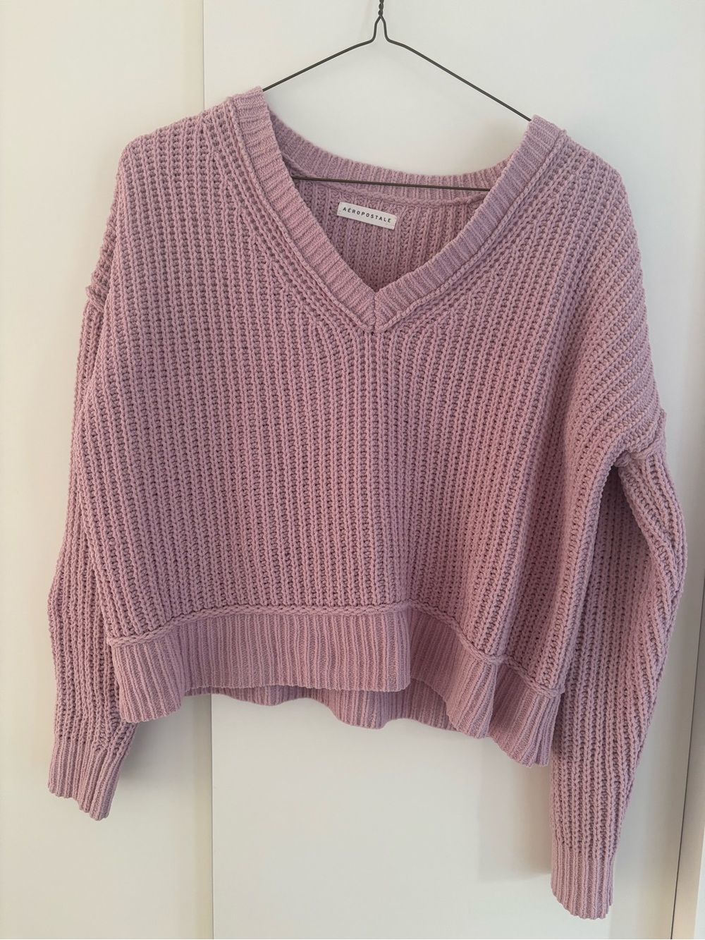 Aeropostale Pink V-Neck Knit Sweater